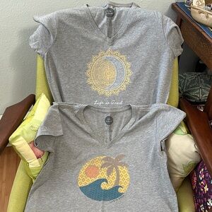 Life Is Good Gray Polo Collar Short Sleeve Tees